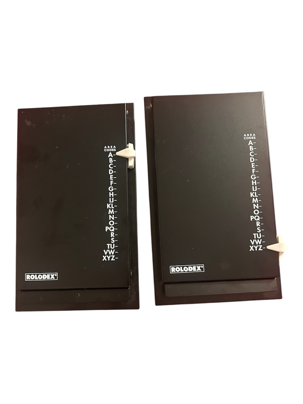 Two Rolodex Black metal Rotary Index Card Holders